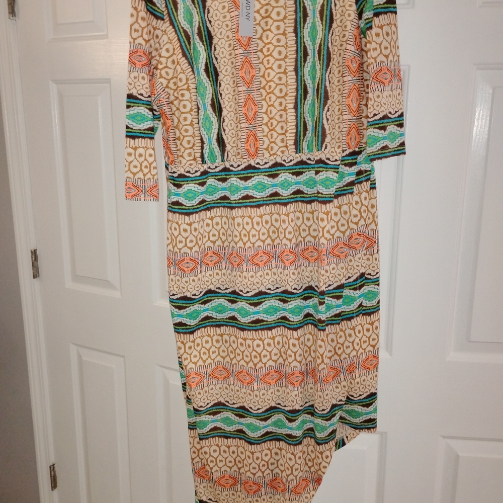 Patterned Multicolor Midi Dress